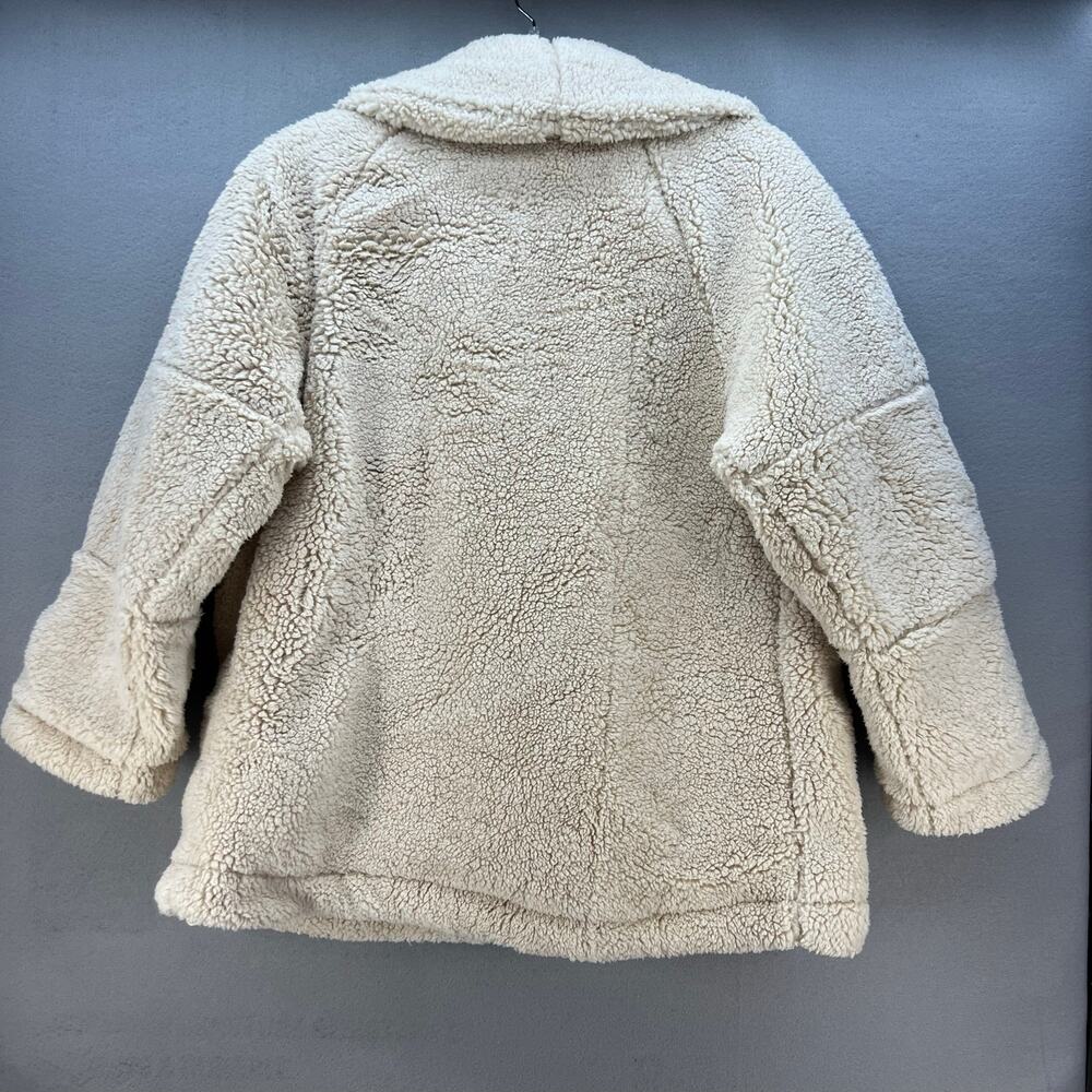 We The Free Sherpa Coat Woman's L Beige Raya Teddy Full Zip Preppy Winter Gear - Picture 2 of 10